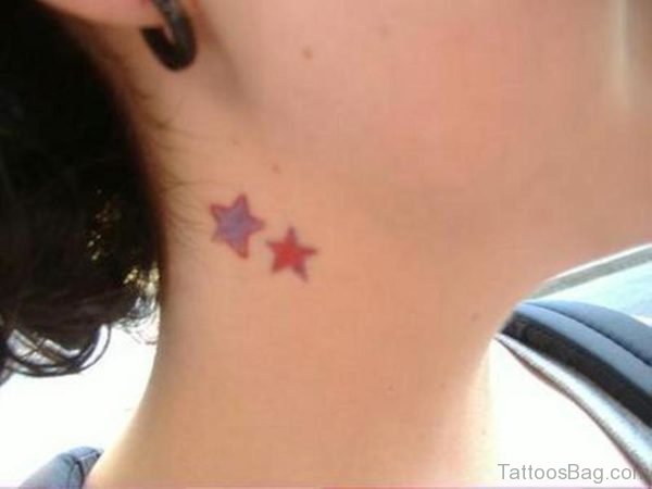 Small Star Tattoo On Neck