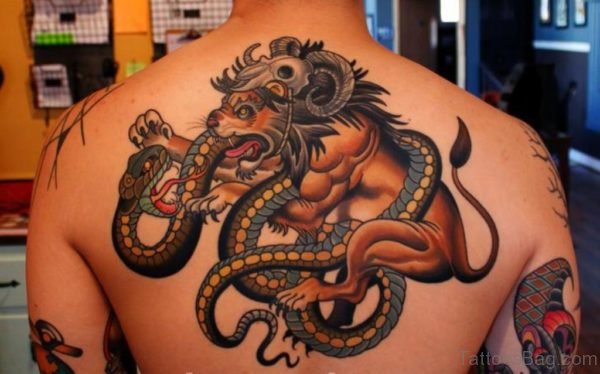 Snake And Lion Tattoo