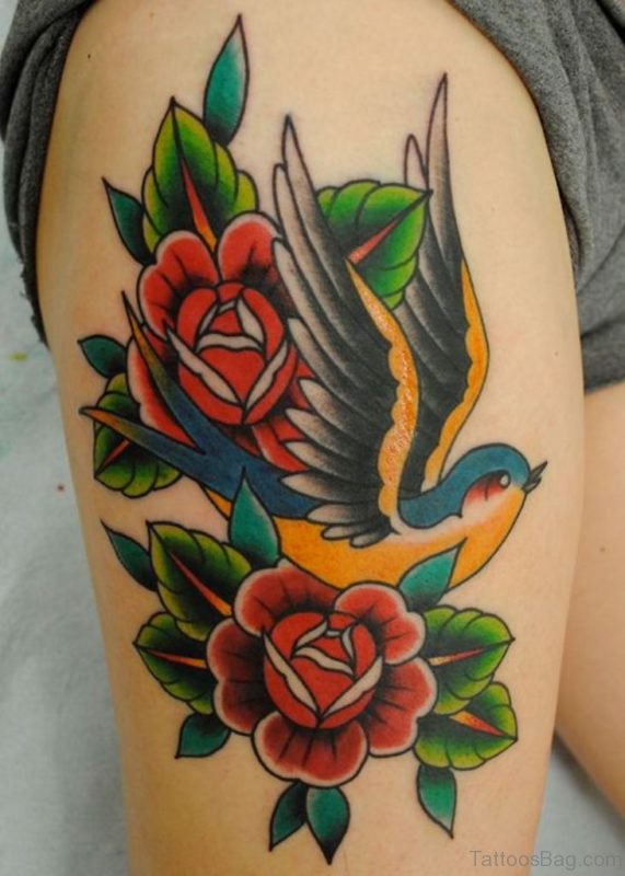 Sparrow And Rose Tattoo