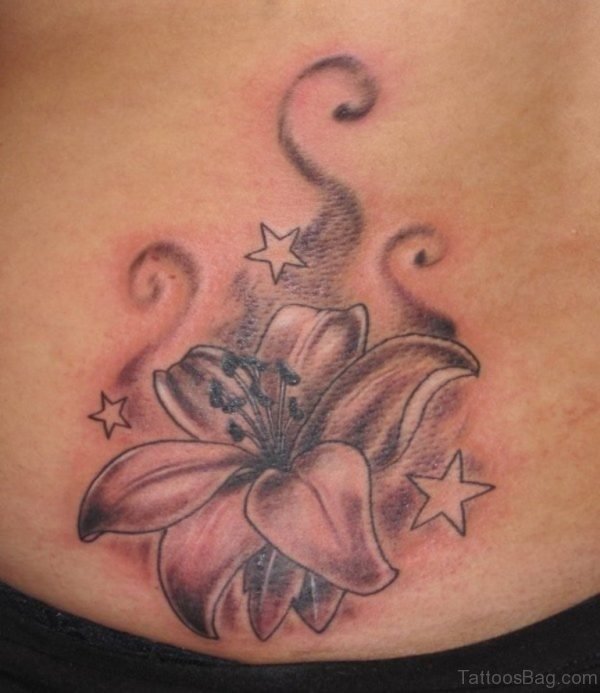 Star And Lily Flower Tattoo