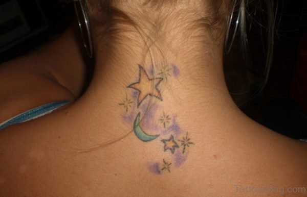 Star Tatto On Neck