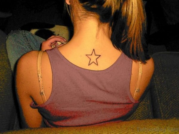 Star Tattoo On Upper Back