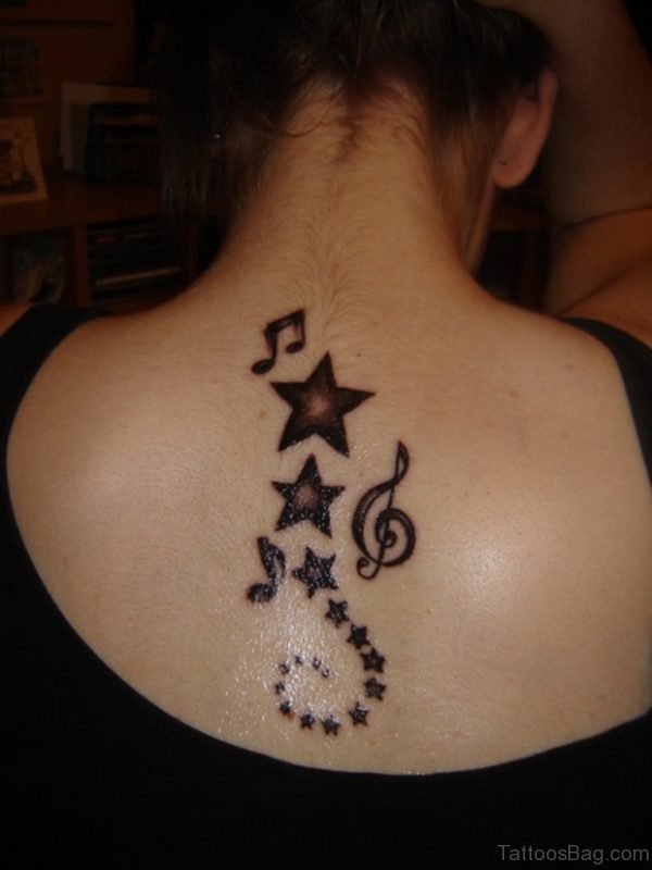 Stars And Music Note Tattoo