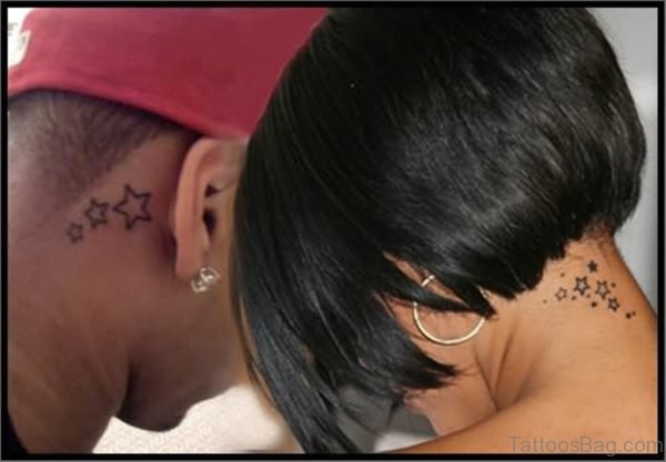 Stars Couple Tattoo On Neck