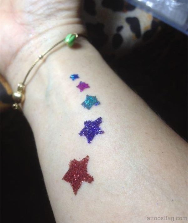 Stars Glitter Tattoo  On Wrist