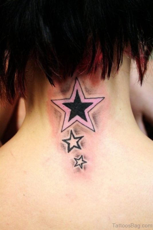 Stars Tattoo On Neck For Women