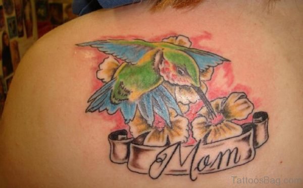 Stylish Hummingbird Tattoo On Back