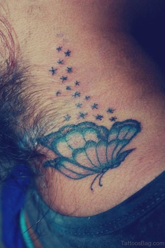 Stunning Butterfly Tattoo On Neck