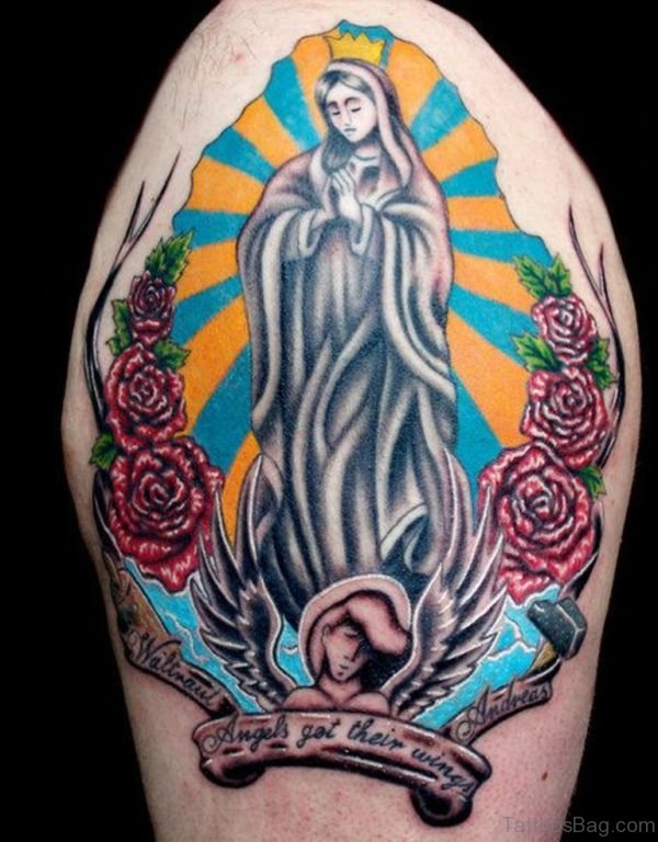 Stunning Colorful Mary Tattoo