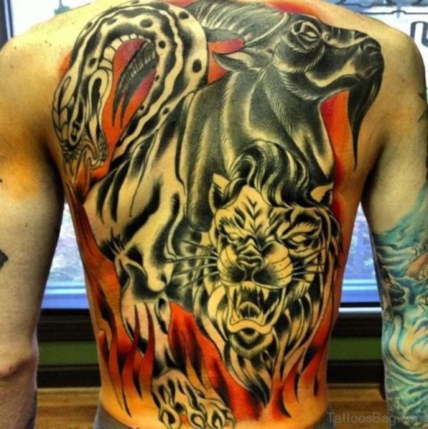 Stunning Lion Tattoo On Full Back