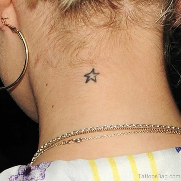 Stunning One Star Tattoo On Neck