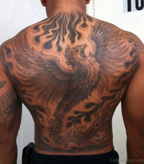 Stunning Phoenix Tattoo On Full Back
