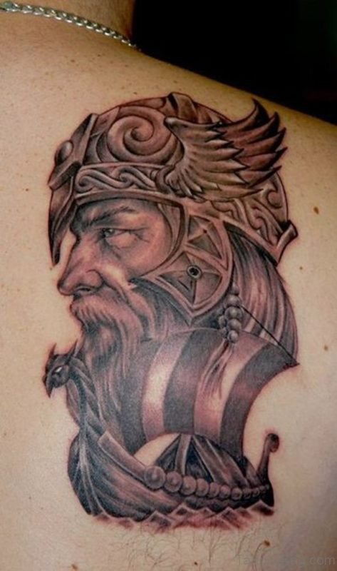 Stunning Viking Shoulder Back Tattoo