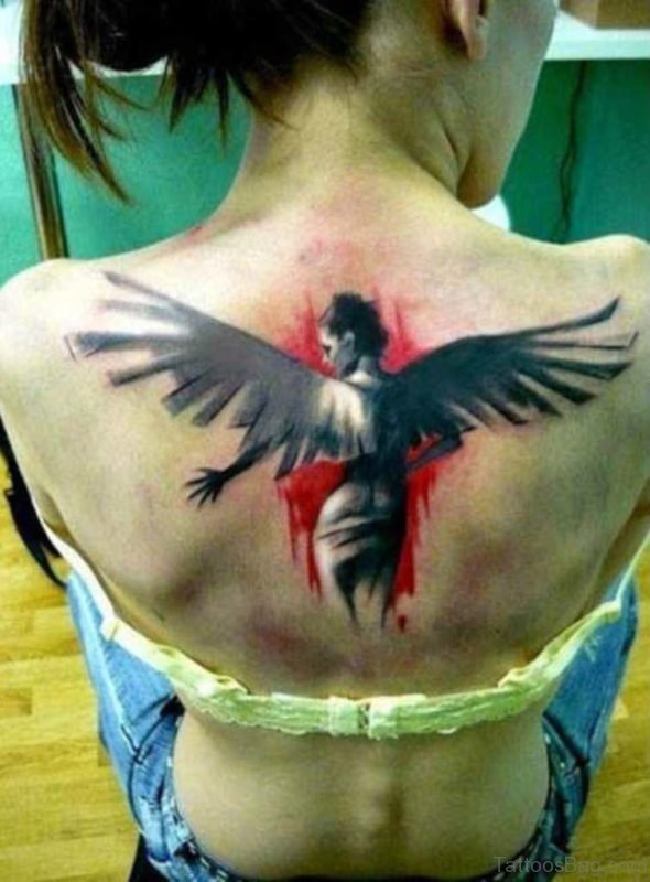 Stylish Memorial Angel Tattoo