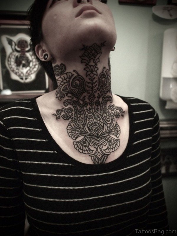 Stylish Neck Tattoo For Women