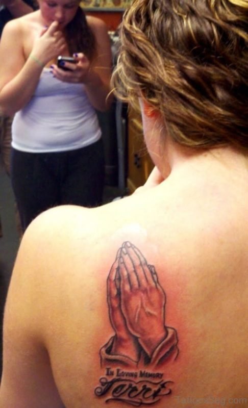 Stylish Praying Hand Tattoo Design
