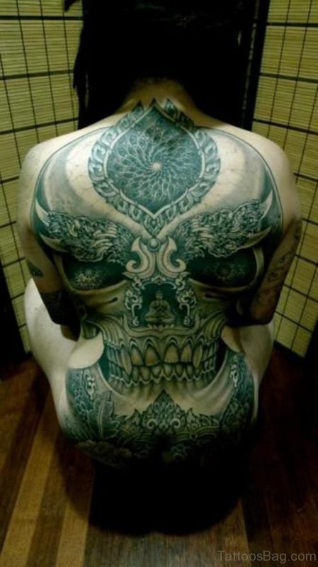 Stylish Skull Tattoo On Back