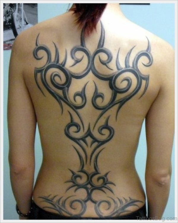 Stylish Tribal Tattoo On Back