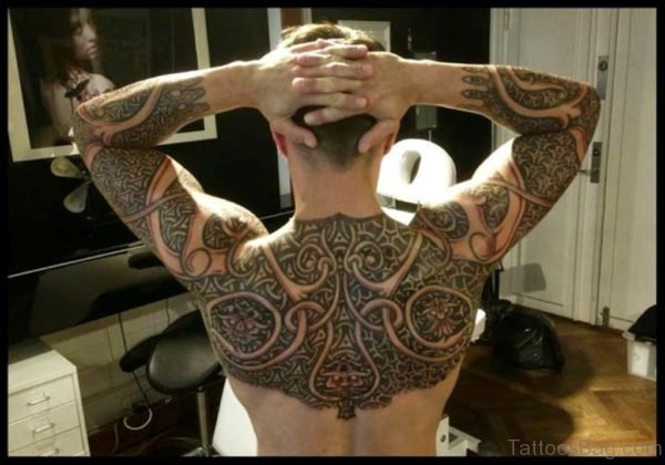 Stylish Viking Tattoo On Back