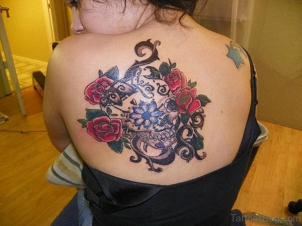 Sugar Skull And Rose Tattoo