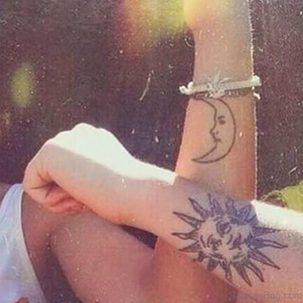 Sun And Moon Tattoo On Wrist