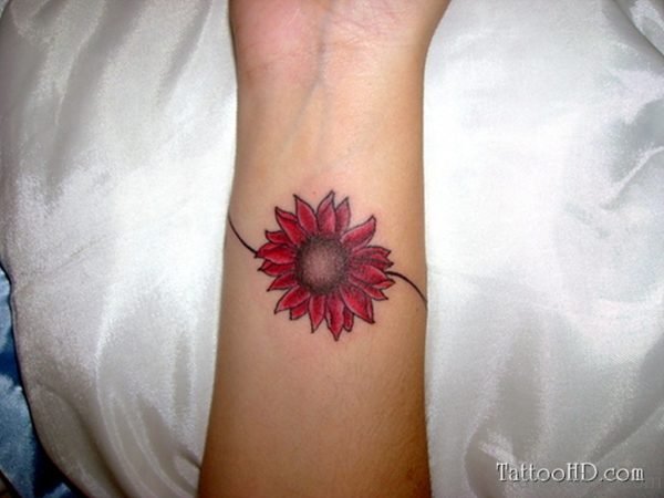 Nice Sun Flower Tattoo On Wrist