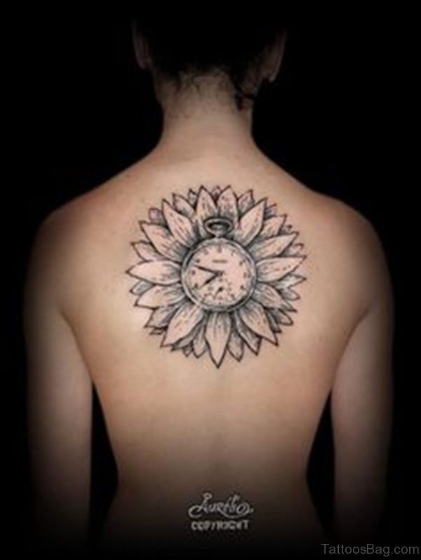 Sunflower And Clock Tattoo