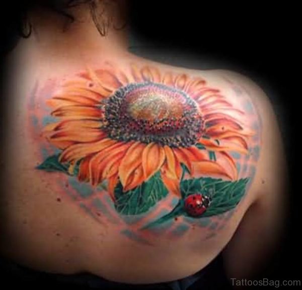 Sunflower And Ladybug Tattoo