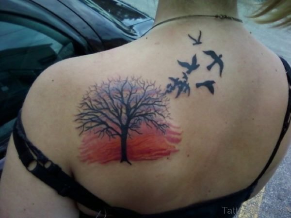 Sunset And Tree Tattoo