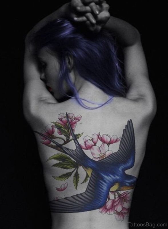 Swallow And Flower Tattoo