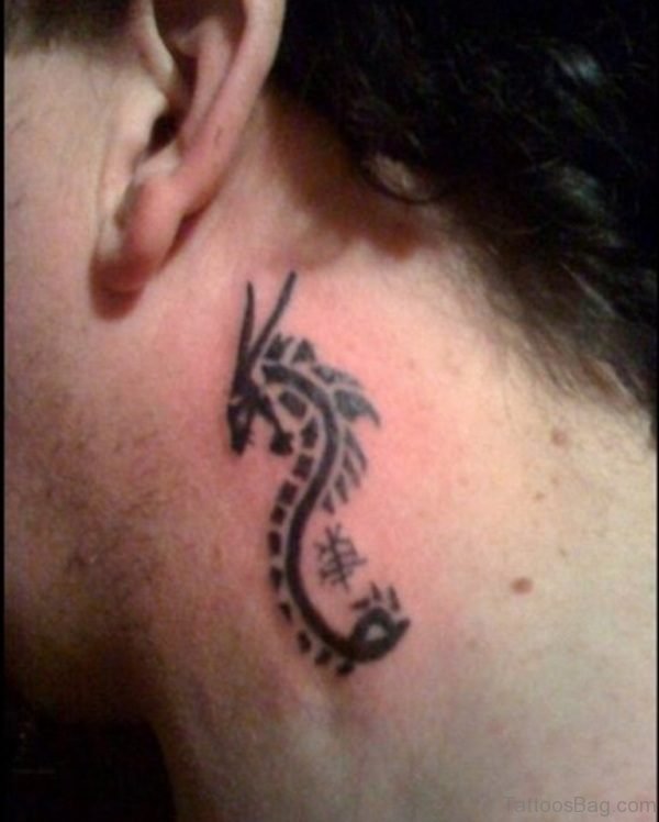 Sweet Dragon Tattoo On Neck
