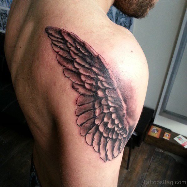Sweet Feather Angel Shoulder Tattoo