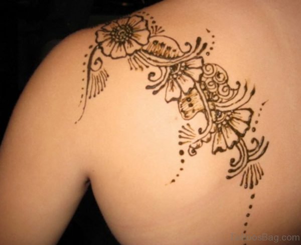 Sweet Henna Tattoo On Left Shoulder
