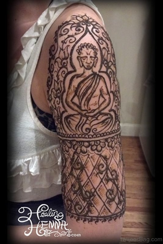 Sweet Henna Tattoo On Shoulder
