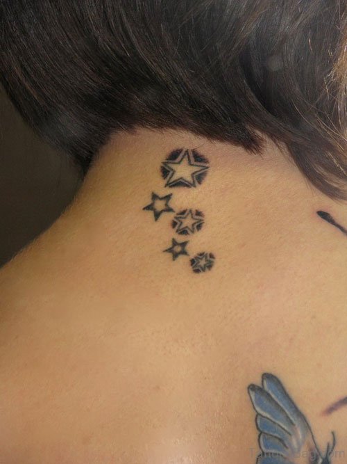 Sweet Stars Tattoo On Neck