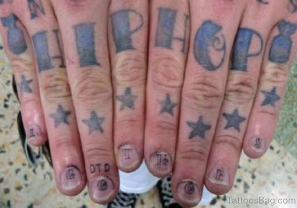 Text And Star Tattoos 