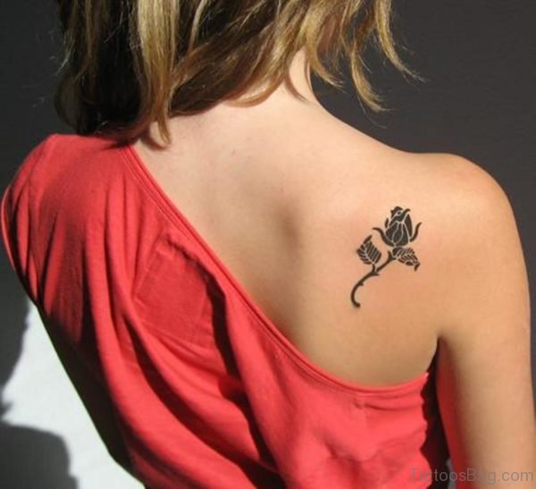 Tiny Black Rose Tattoo