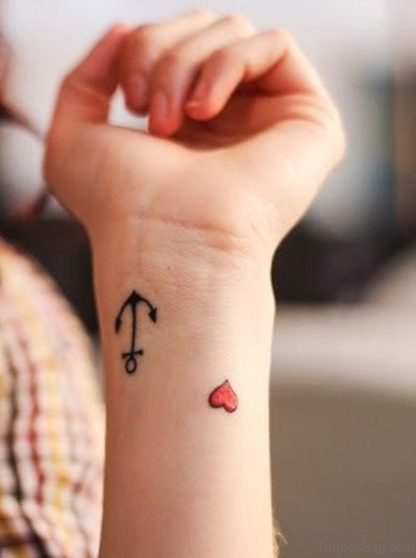 Tiny Heart Arrow Tattoo