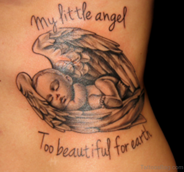 Too Beautiful For Earth Memorial Angel Tattoo