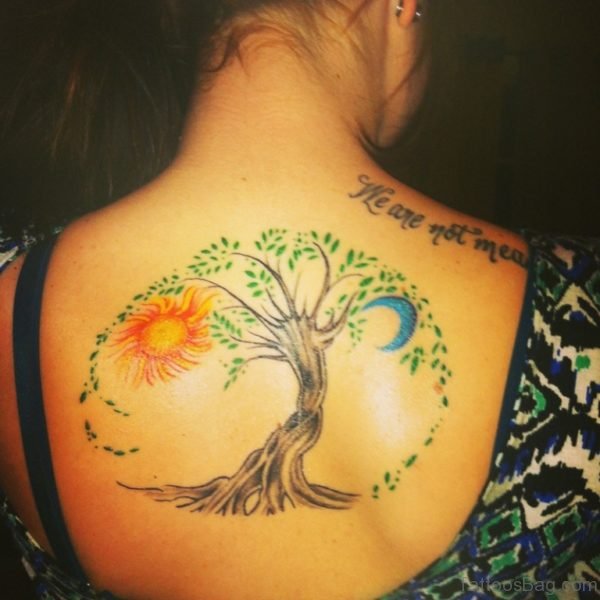 Tree And Sunset Tattoo