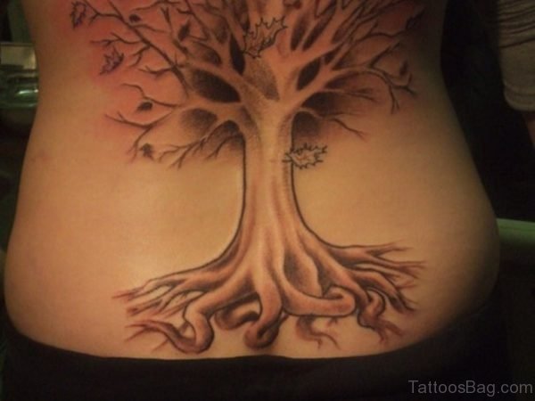 Good Looking Tree Tattoo On Lower Back