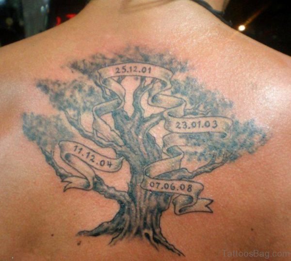 Tree With Banner Tattoo