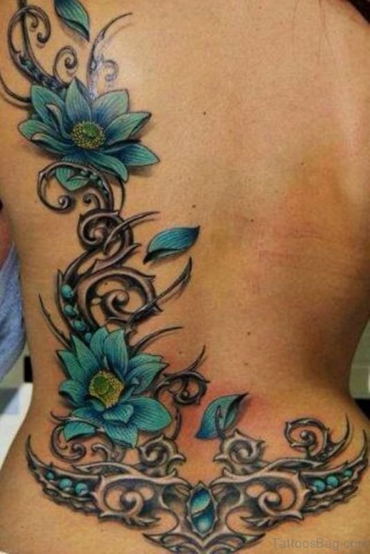 Tribal  And Flower Tattoo