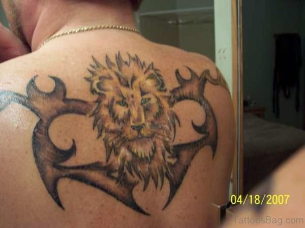Tribal And Lion Tattoo