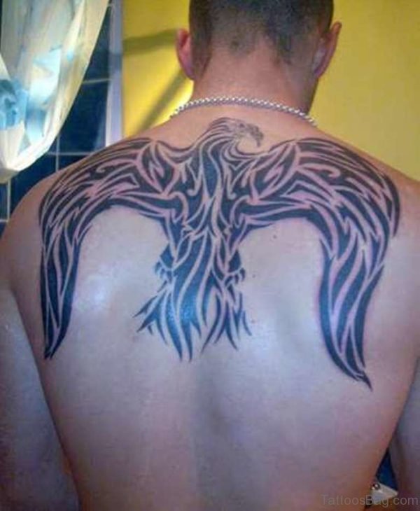 Tribal Back Bird Tattoo