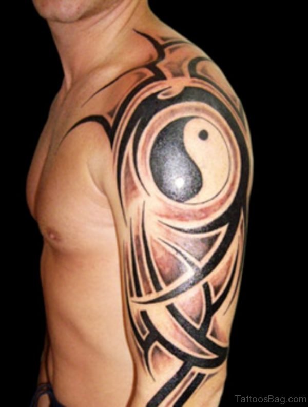 Tribal Black Yin Yang Tattoo