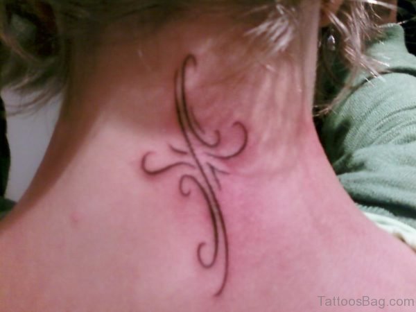 Tribal Butterfly Tattoo Design On Neck
