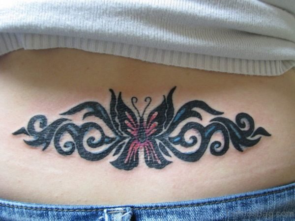 Tribal Butterfly Tattoo On Back