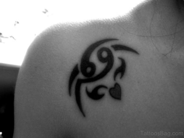Tribal Cancer Zodiac Tattoo Shoulder