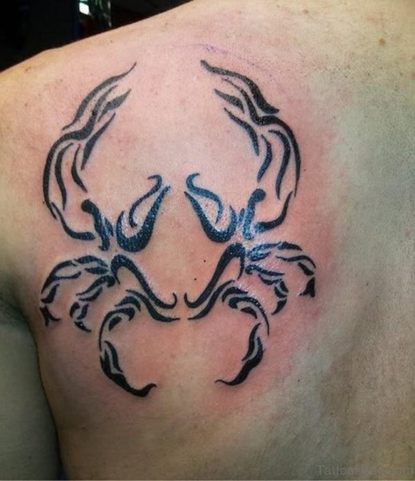 Tribal Crab Tattoo On Left Back